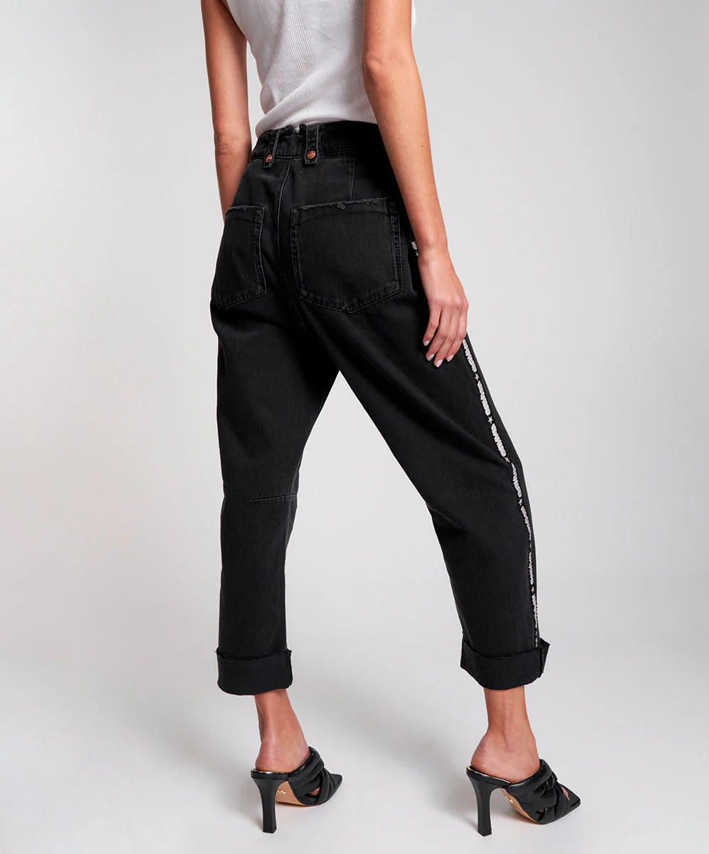 Safari High Waist Relaxed Tapered Denim Jeans - Worn Black - Image 4