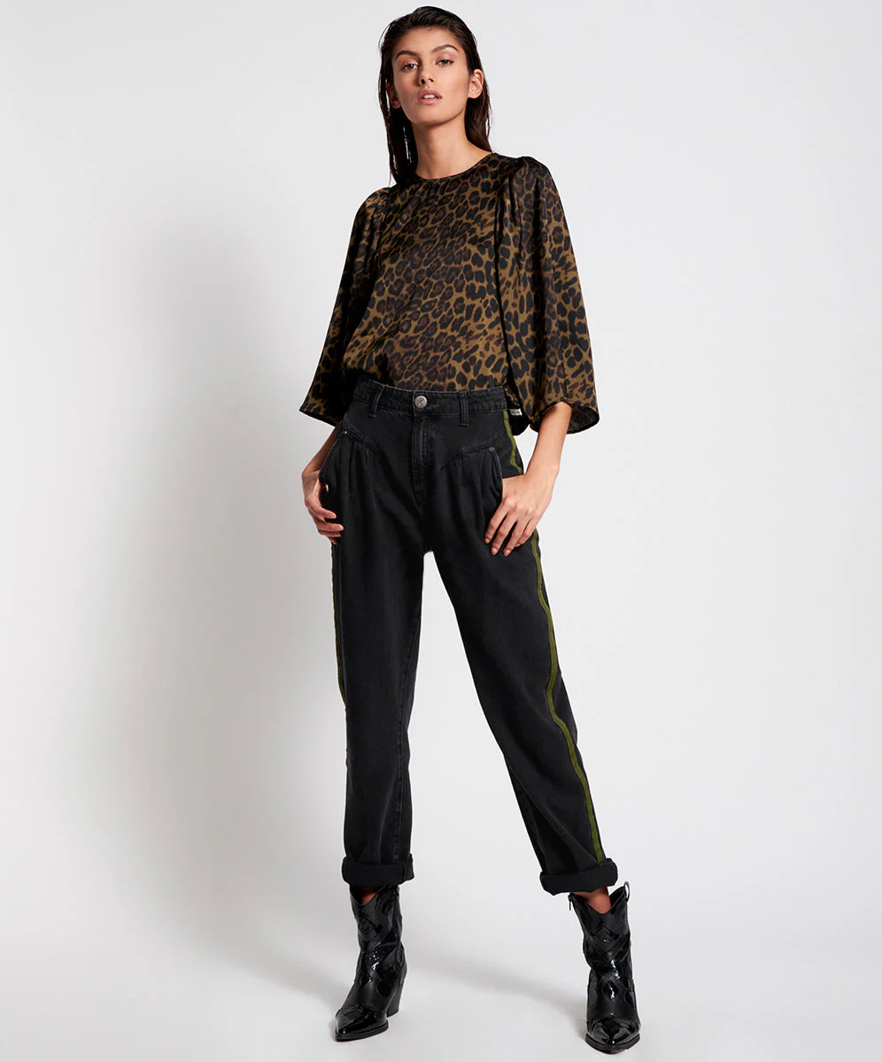 Streetwalkers High Waist Straight Leg Trouser Denim Jeans - Worn Black