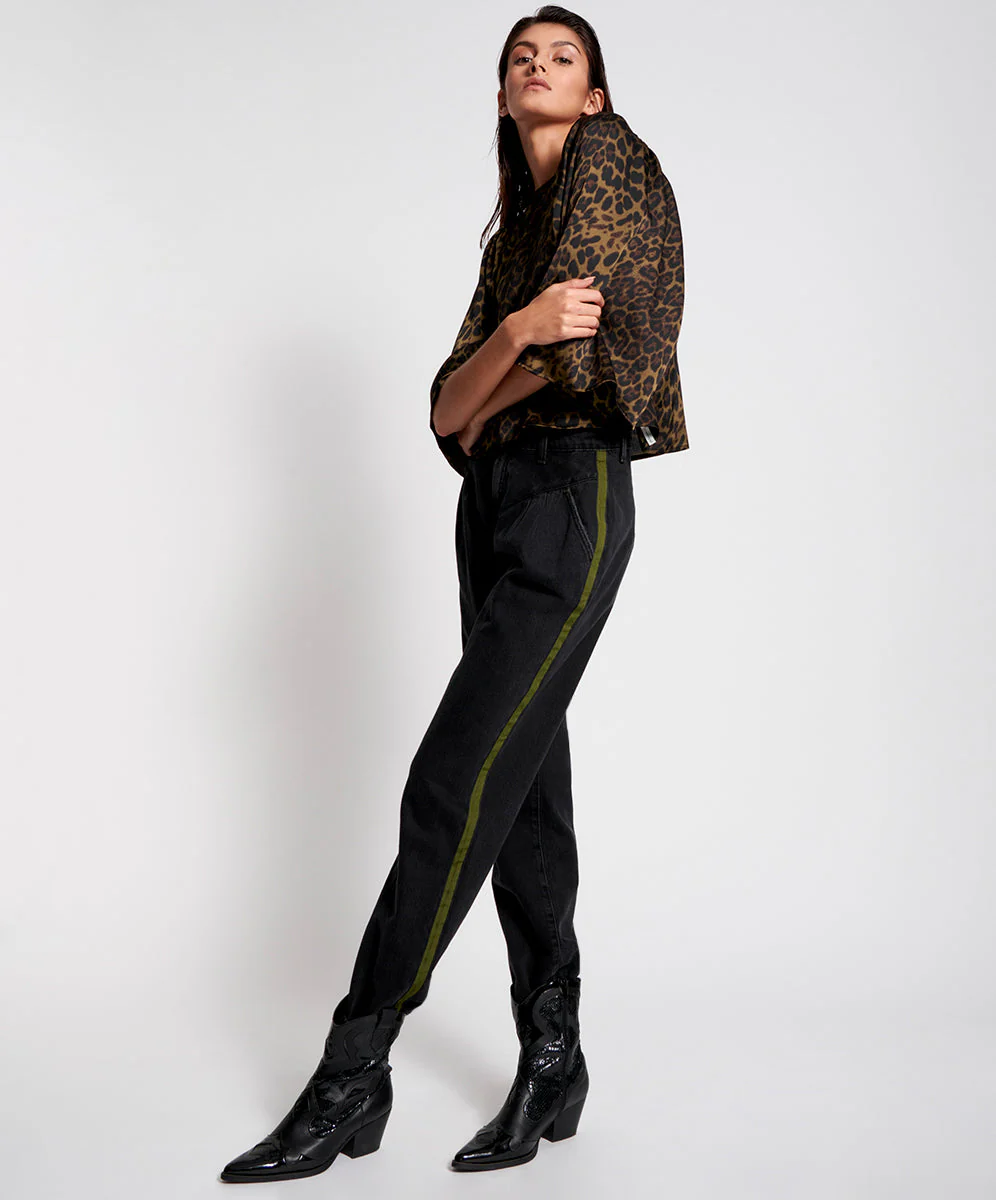 Streetwalkers High Waist Straight Leg Trouser Denim Jeans - Worn Black - Image 2