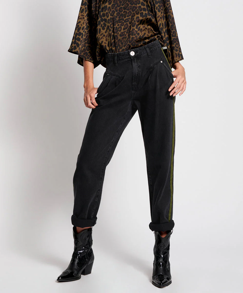 Streetwalkers High Waist Straight Leg Trouser Denim Jeans - Worn Black - Image 3
