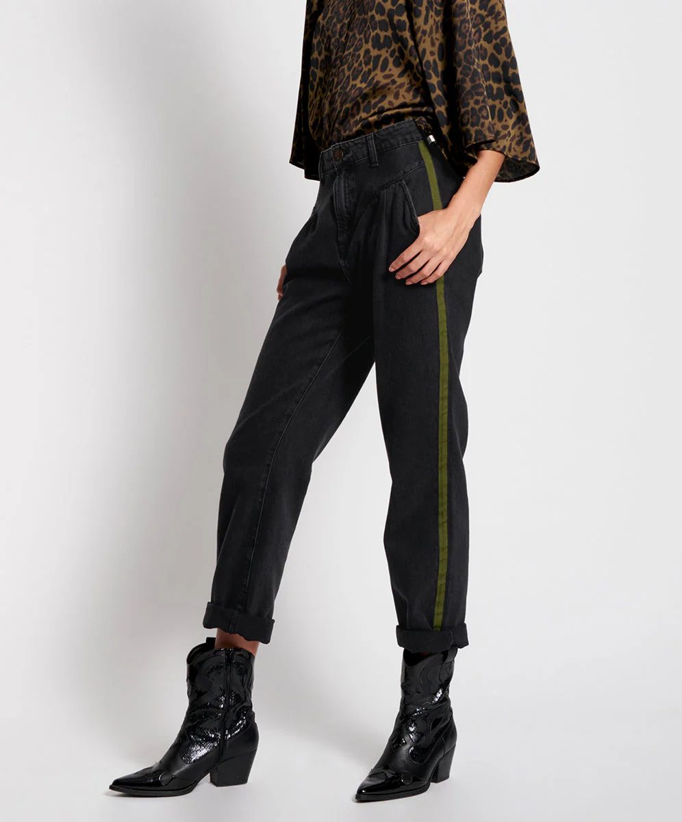 Streetwalkers High Waist Straight Leg Trouser Denim Jeans - Worn Black - Image 4