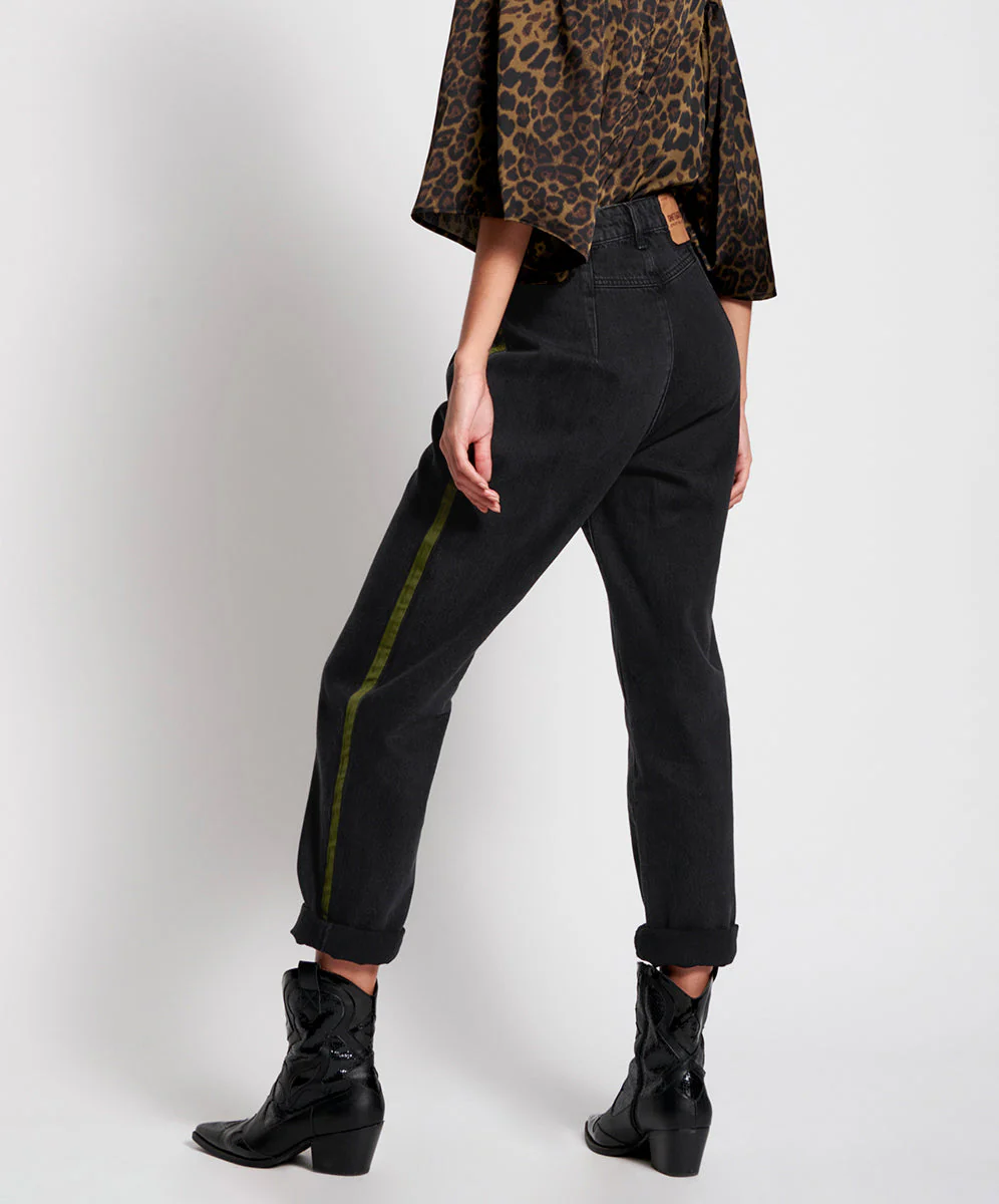 Streetwalkers High Waist Straight Leg Trouser Denim Jeans - Worn Black - Image 5