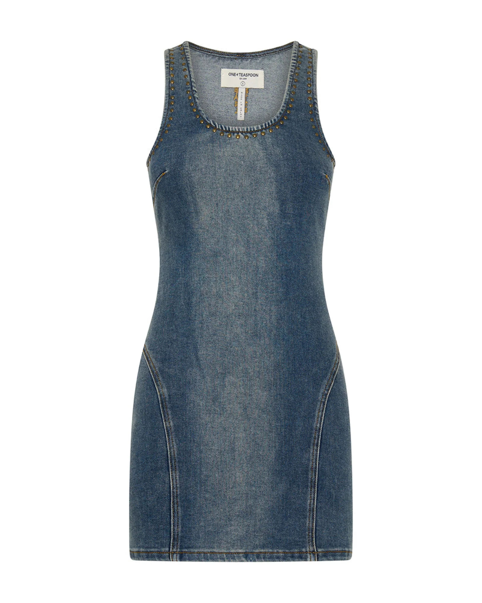 Mini Denim Dress - Worn Blue - Image 10