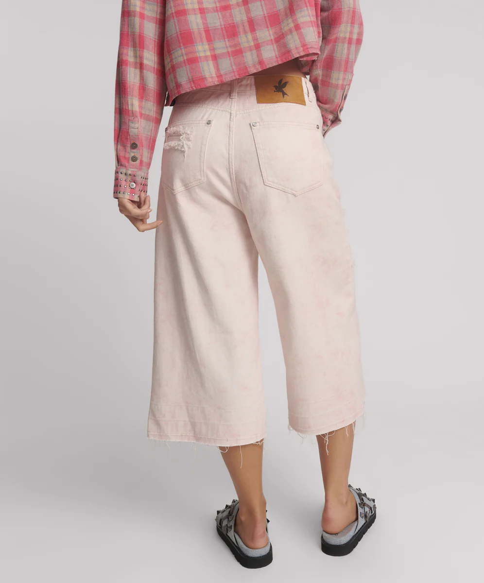 720'S Mid Waist Super Long Length Denim Jorts - Young Love - Image 4