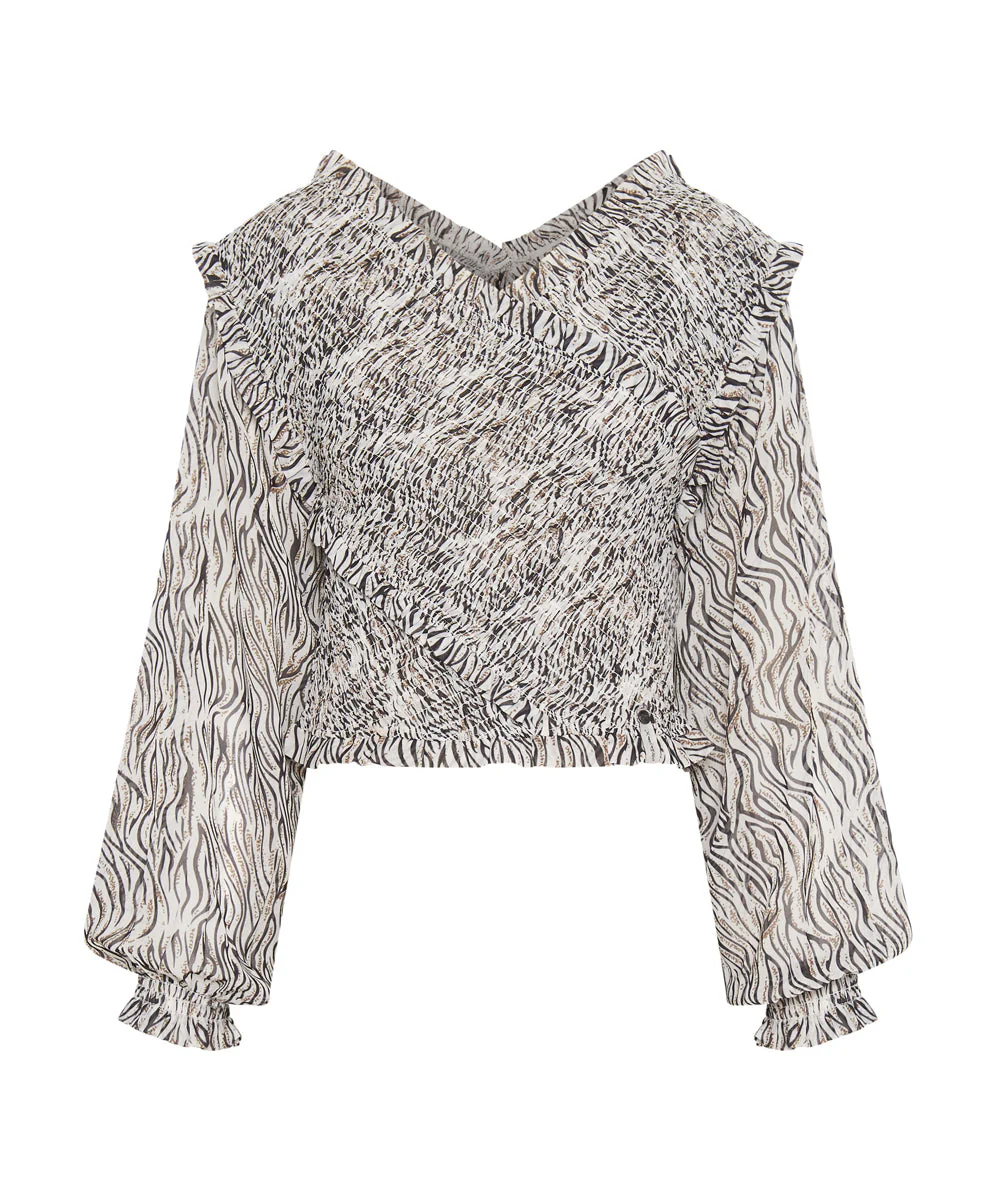 Bardot Cross Over Top - Zebra - Image 6