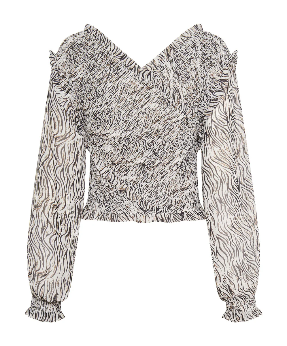 Bardot Cross Over Top - Zebra - Image 7