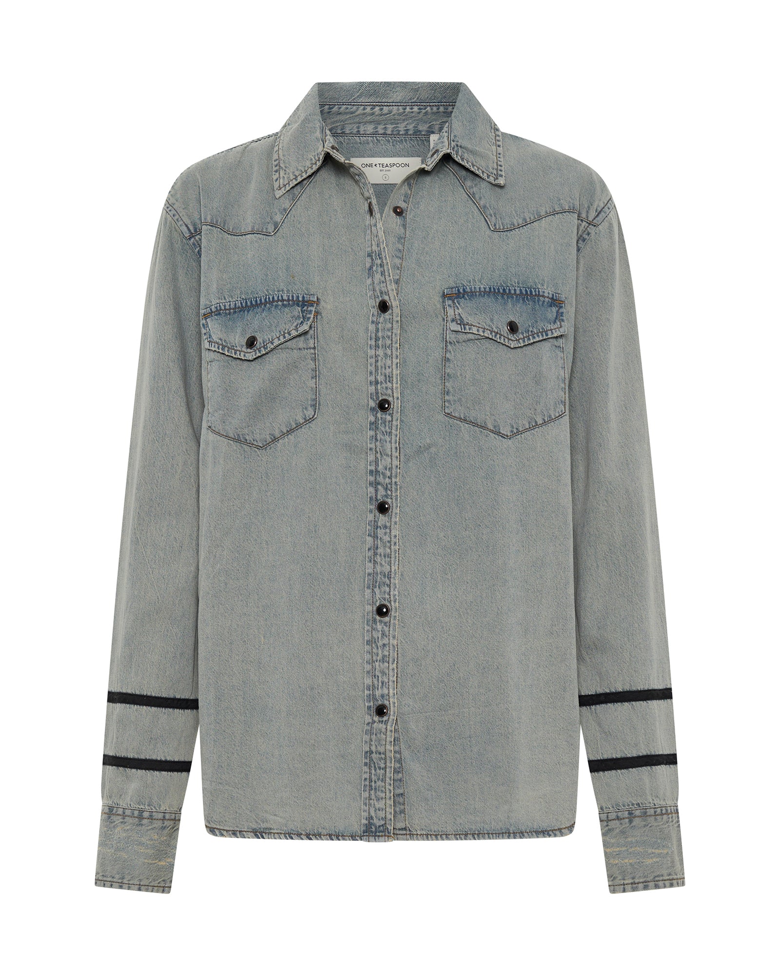 Western Denim Shirt - Old Blue - Image 6